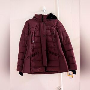 Michael Kors Womens Wine Puffer Winter Jacket